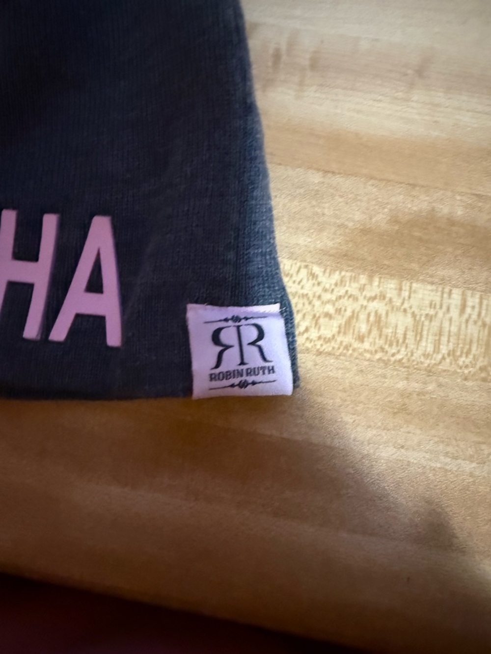 Robin Ruth Gray Beanie with Pink Lettering - Picture 3 of 4